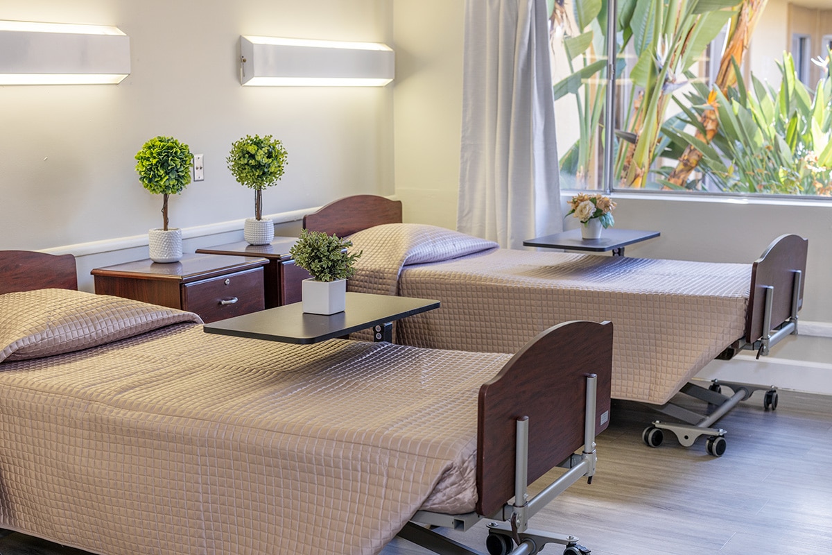 Close up of beautiful resident room beds